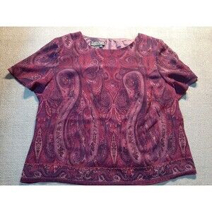 Cynthia Howie Maggy Boutique Women's Size 20 W Purple Blouse shoulder pads Beads